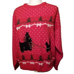 Easton Park Pullover Holiday Scotty Dog Sweater Size XL